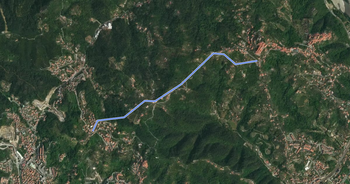 Маршрут Vezzano Ligure – Forte Bastia – Beverone на спутниковом снимке