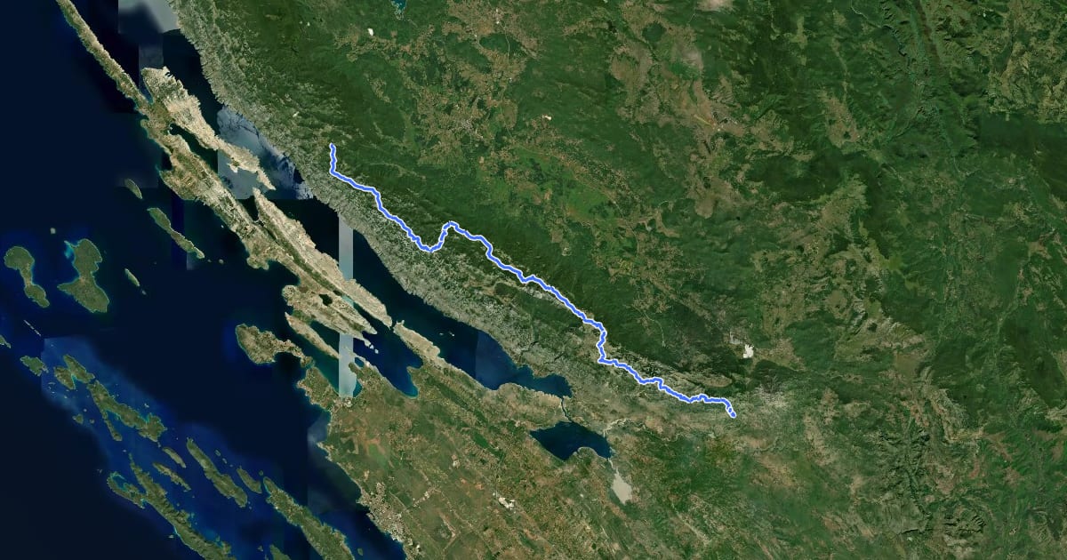 Маршрут Via Adriatica #5: Baške Oštarije => Prezid на спутниковом снимке
