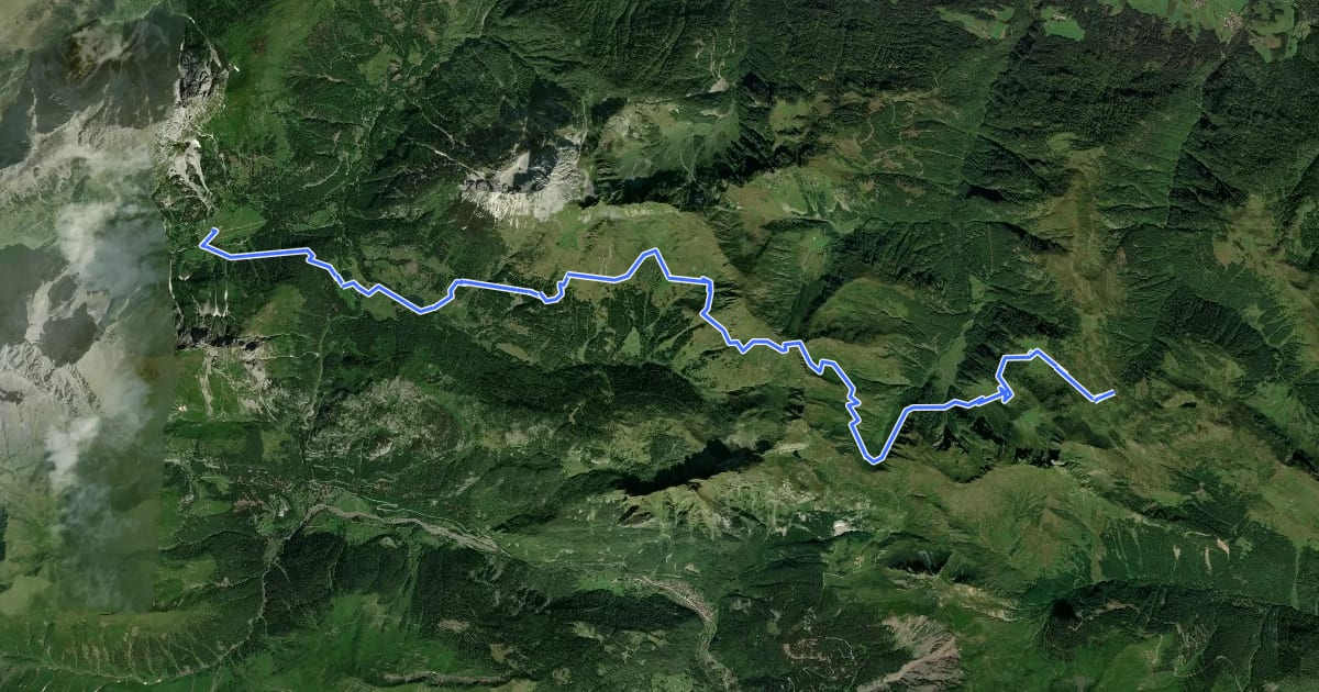 Маршрут Via Alpina Stage 20: Zollnersee Hütte - Untere Valtelinalm на спутниковом снимке