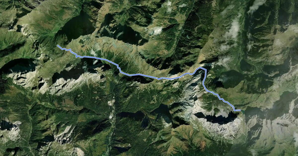 Маршрут Via Alpina Stage 22: Wolayerseehütte - Hochweißsteinhaus на спутниковом снимке