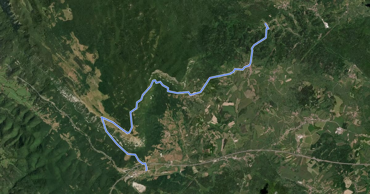 Маршрут Via Alpina Stage 4: Razdrto - Predjama на спутниковом снимке