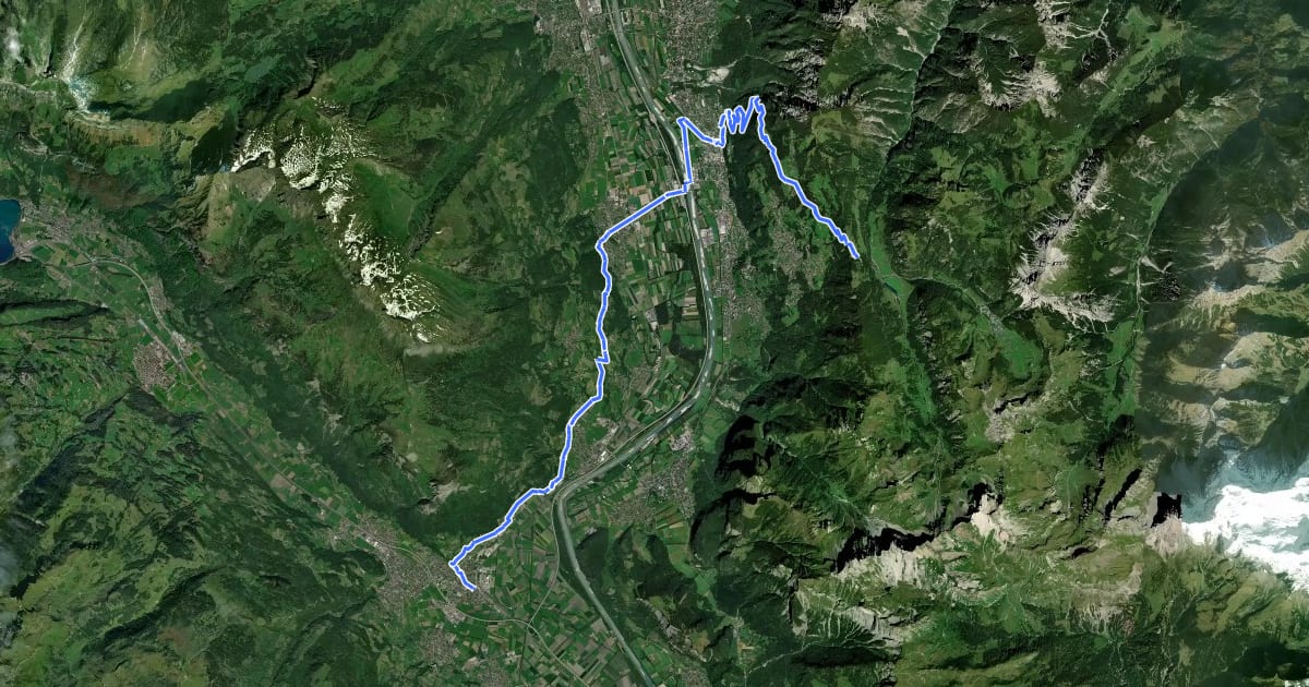 Маршрут Via Alpina Stage 58: Sücka - Sargans на спутниковом снимке