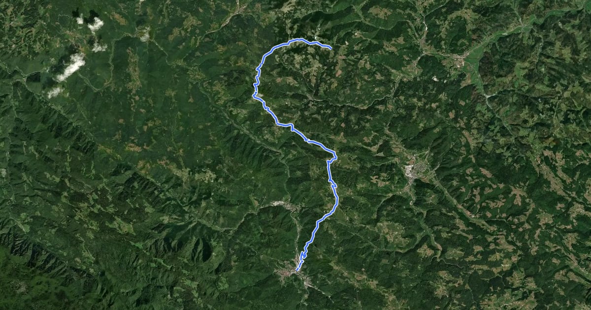 Маршрут Via Alpina Stage 7: Idrija - Planinska koča na Ermanovcu на спутниковом снимке