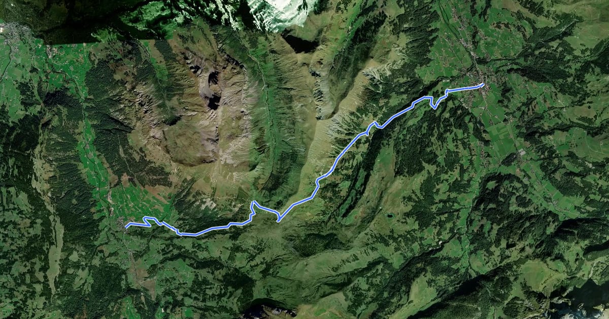 Маршрут Via Alpina Stage 73: Lenk - Lauenen на спутниковом снимке