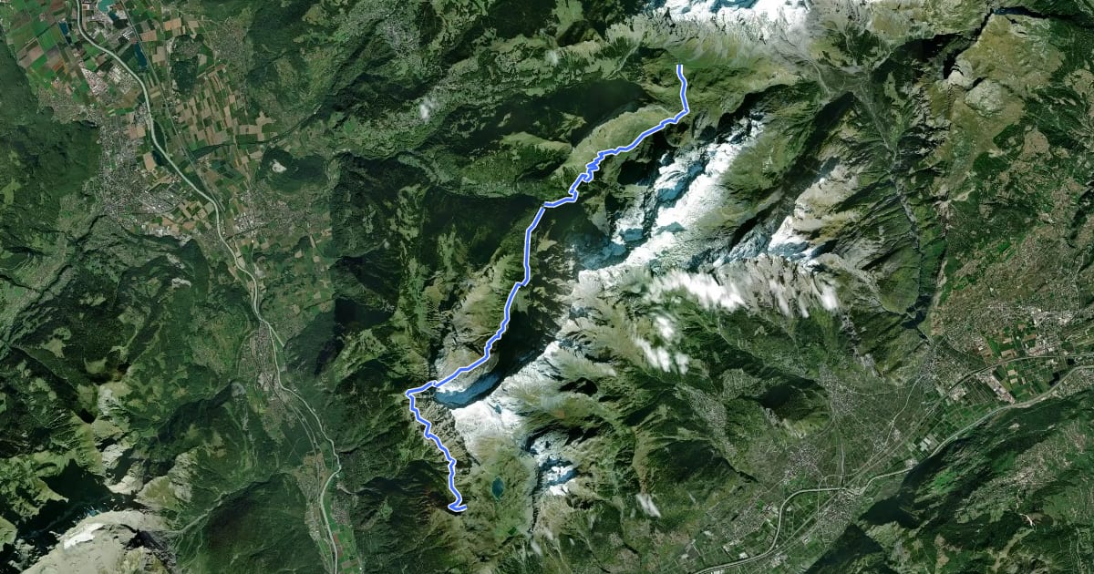 Маршрут Via Alpina Stage 77: Anzeinde - Col du Demècre на спутниковом снимке