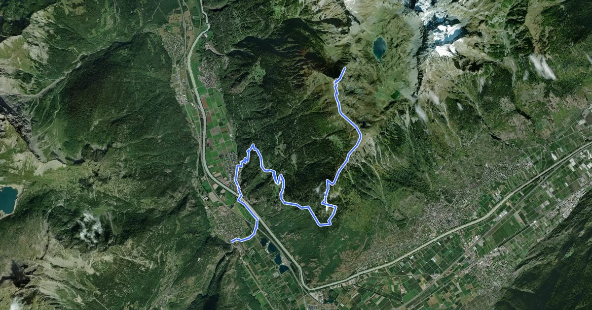 Маршрут Via Alpina Stage 78: Col du Demècre - Vernayaz на спутниковом снимке
