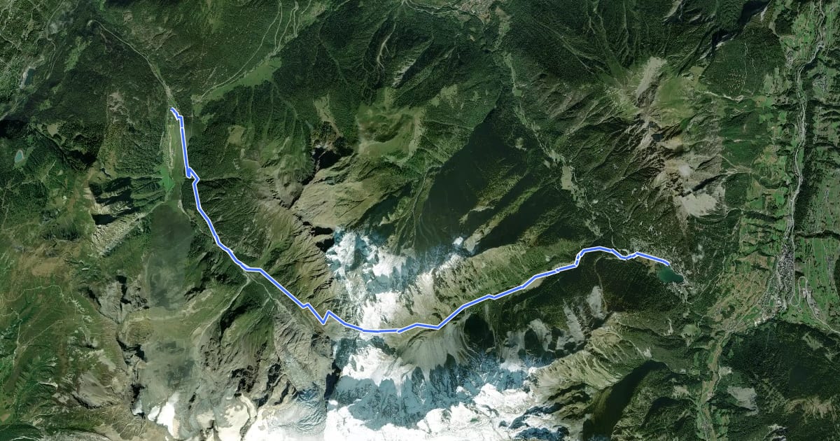 Маршрут Via Alpina Stage 80: Trient - Champex-Lac на спутниковом снимке