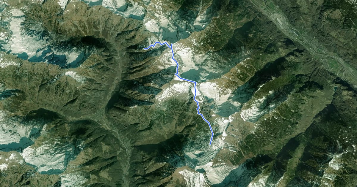 Маршрут Via Alta della Verzasca Tappa 3 на спутниковом снимке