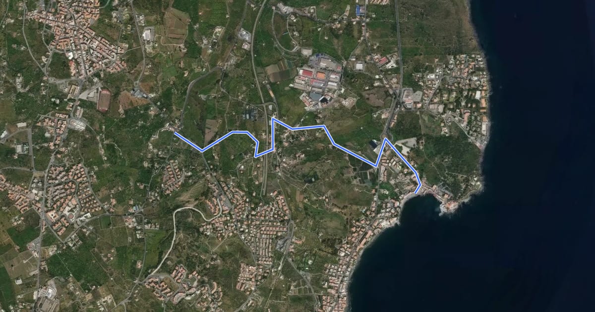 Маршрут Via Antica dei Mulini на спутниковом снимке
