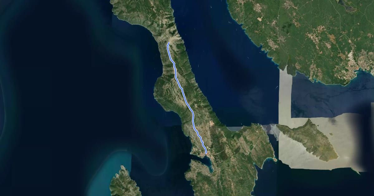 Маршрут Via Apsyrtides #3: Predošćica => Cres на спутниковом снимке