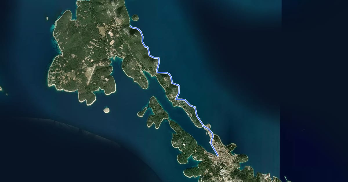 Маршрут Via Apsyrtides #9: Ćunski => Mali Lošinj на спутниковом снимке
