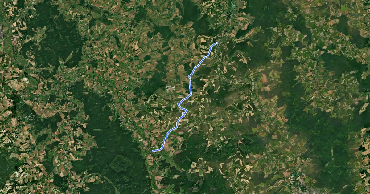 Маршрут Via Arduinna - de Dun s/Meuse à Varennes-en-Argonne на спутниковом снимке