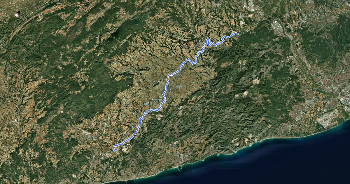 Маршрут Via Augusta Penedès на спутниковом снимке