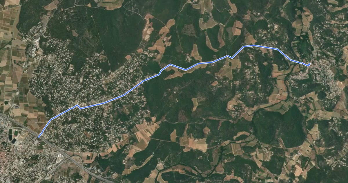Маршрут Via Aurelia, Bras - St Maximin на спутниковом снимке