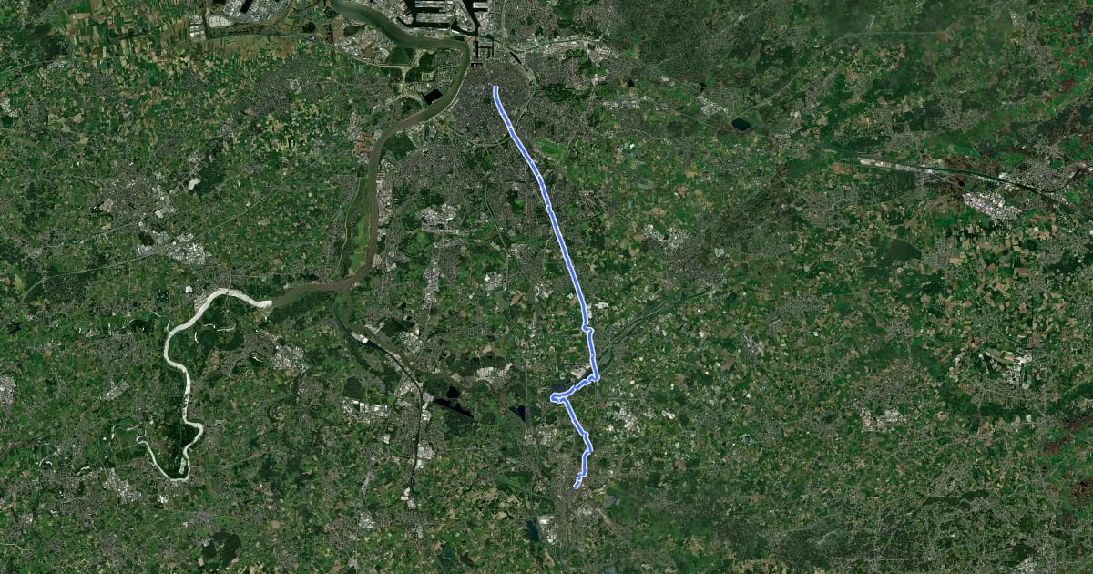 Маршрут Via Brabantica, Antwerpen - Mechelen (variant) на спутниковом снимке