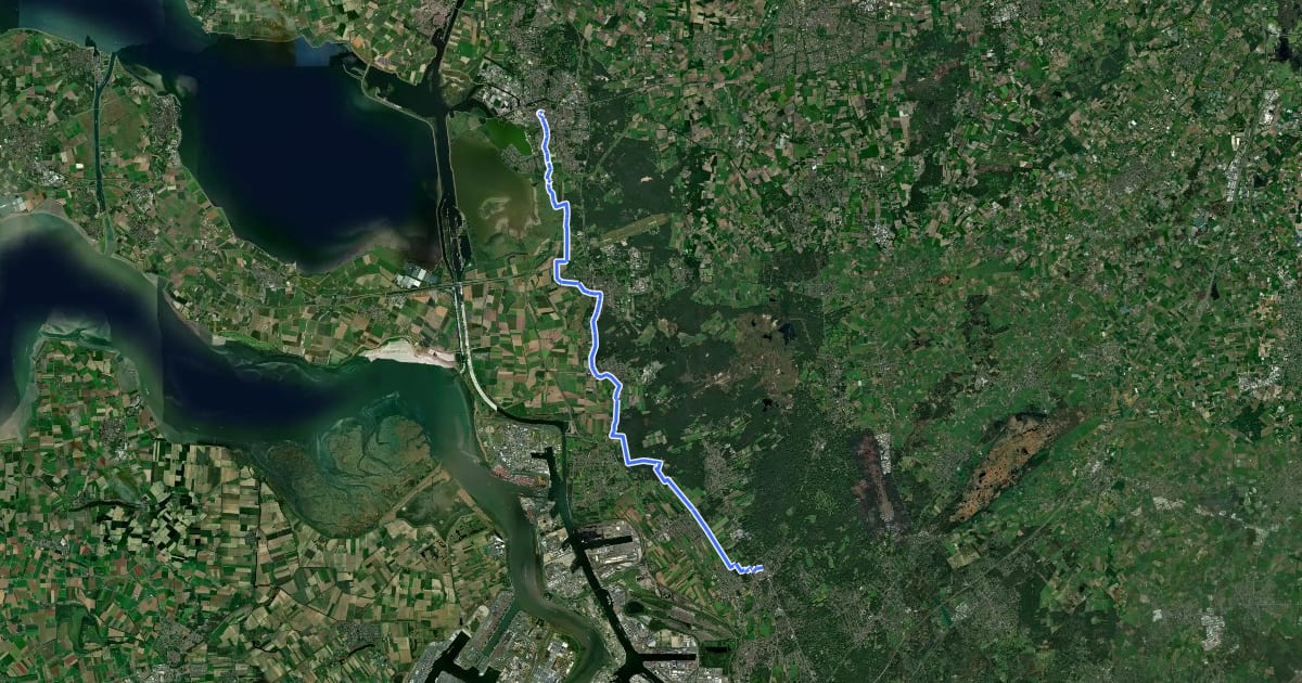 Маршрут Via Brabantica, Bergen-op-Zoom - Kapellen на спутниковом снимке