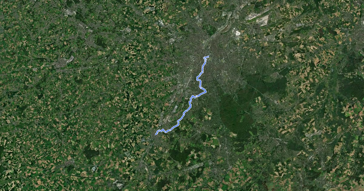 Маршрут Via Brabantica, Brussels - Halle на спутниковом снимке