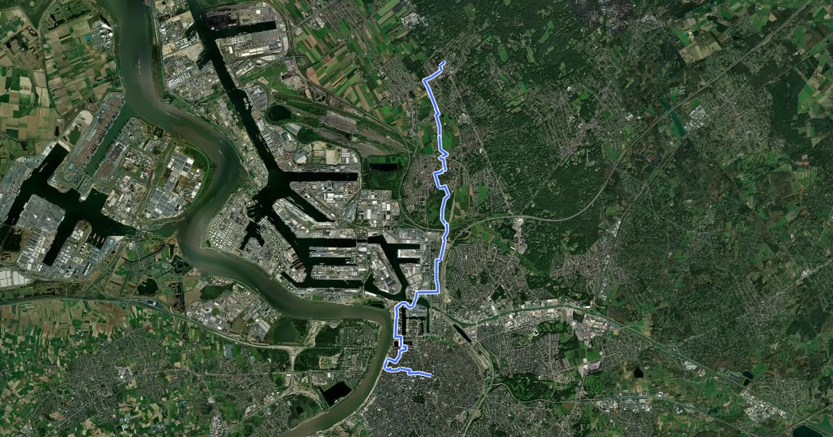 Маршрут Via Brabantica, Kapellen - Antwerpen на спутниковом снимке