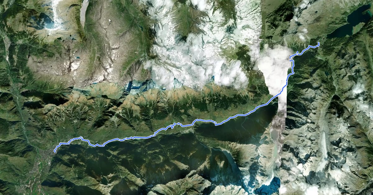Маршрут Via Bregaglia на спутниковом снимке