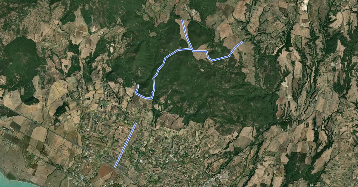 Маршрут via castel giuliano-sambuco- cascatelle del sasso на спутниковом снимке