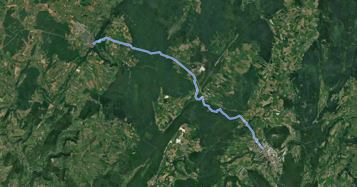 Маршрут Via Cluny Etape 14 на спутниковом снимке