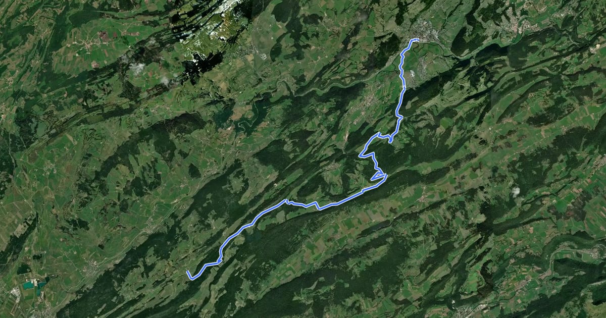 Маршрут Via Cluny Variante Morteau Etape 1 на спутниковом снимке