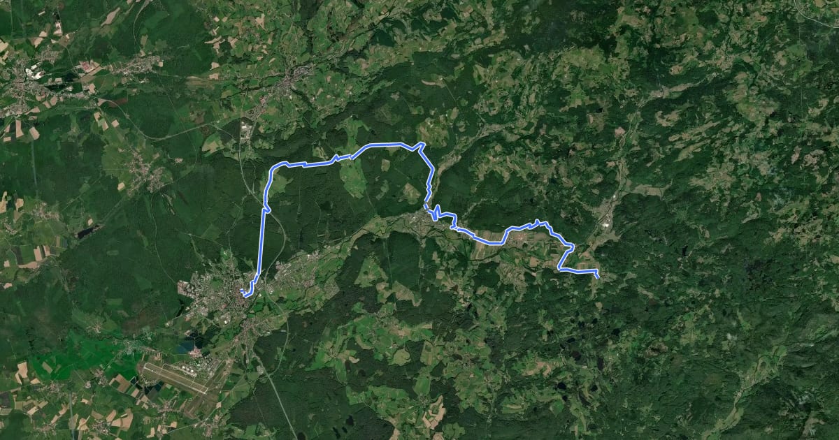 Маршрут Via Columbani (Ancien Chemin des Moines) на спутниковом снимке