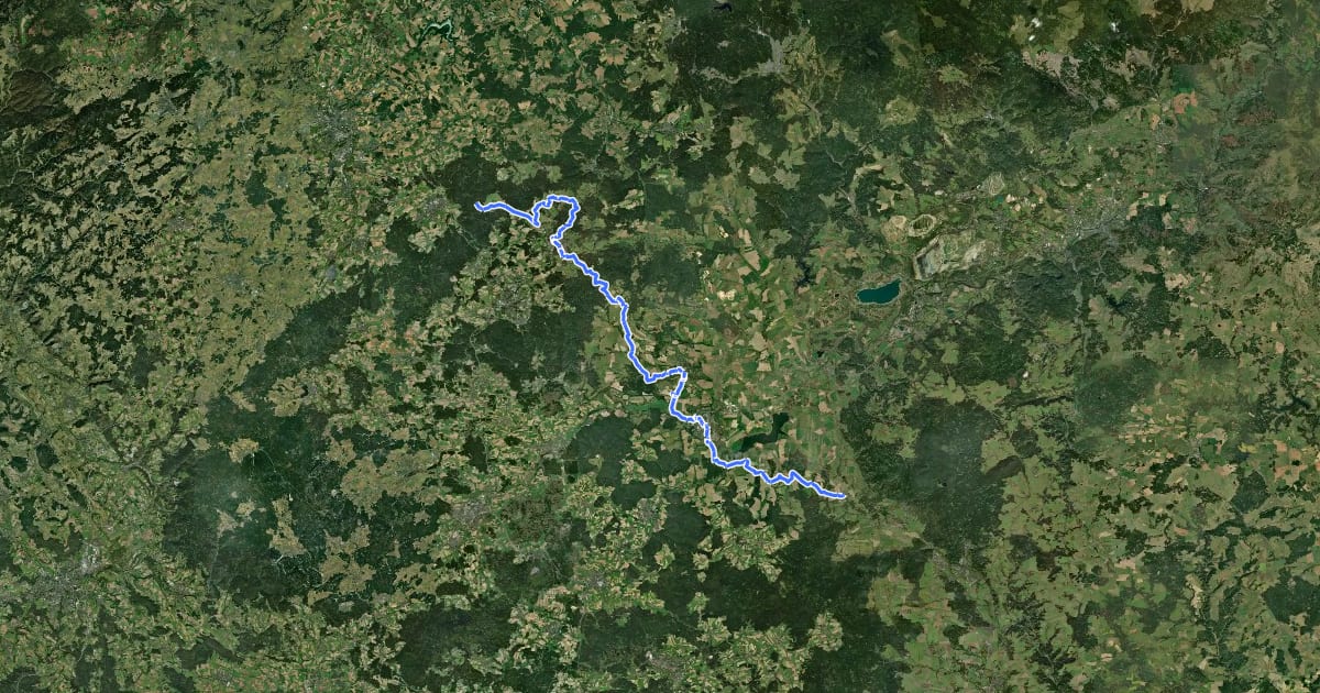Маршрут Via Czechia - Centrální (1. Smrčiny a Chebská pánev) на спутниковом снимке