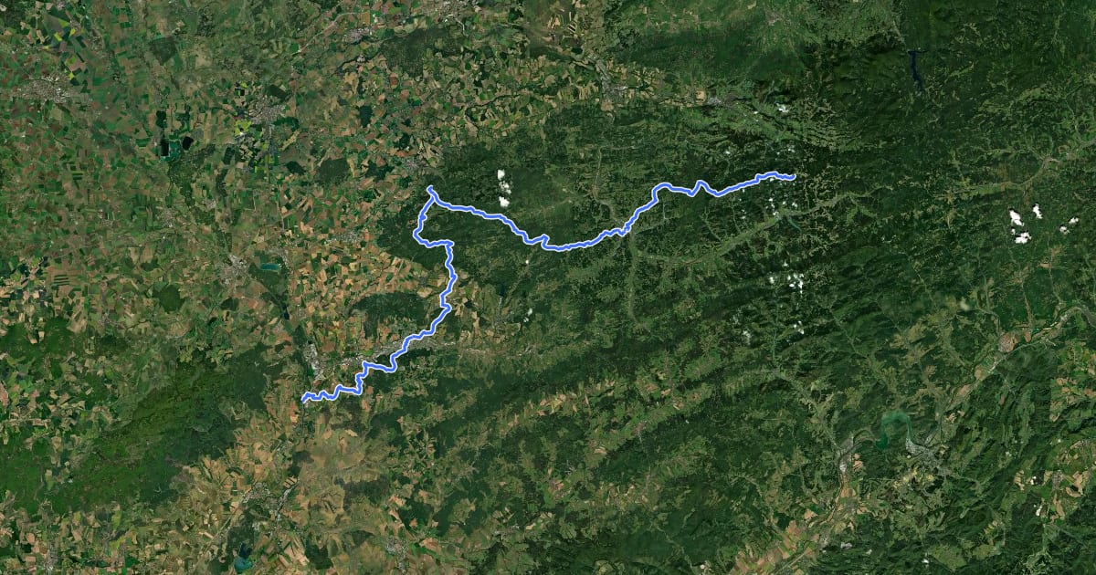 Маршрут Via Czechia - Centrální (11. Valašsko) на спутниковом снимке