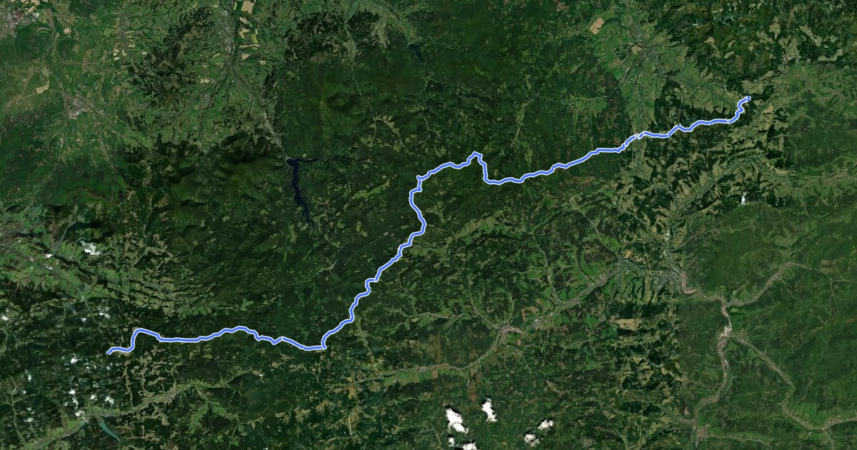 Маршрут Via Czechia - Centrální (12. Moravskoslezské Beskydy) на спутниковом снимке