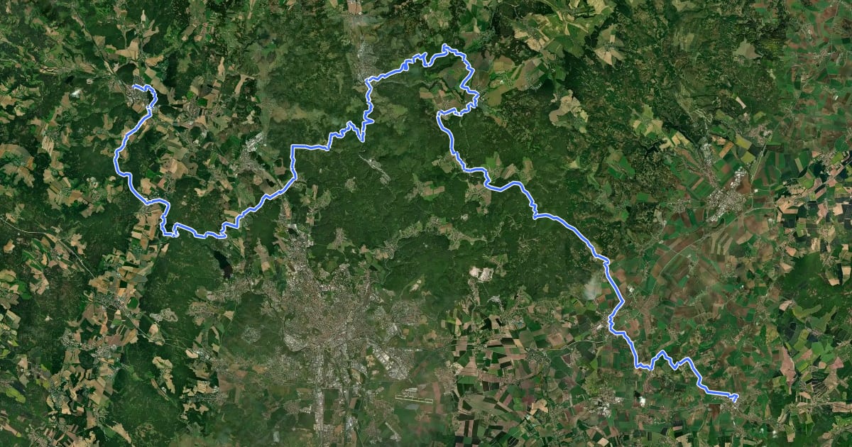 Маршрут Via Czechia - Centrální (9. Brněnsko a Moravský kras) на спутниковом снимке