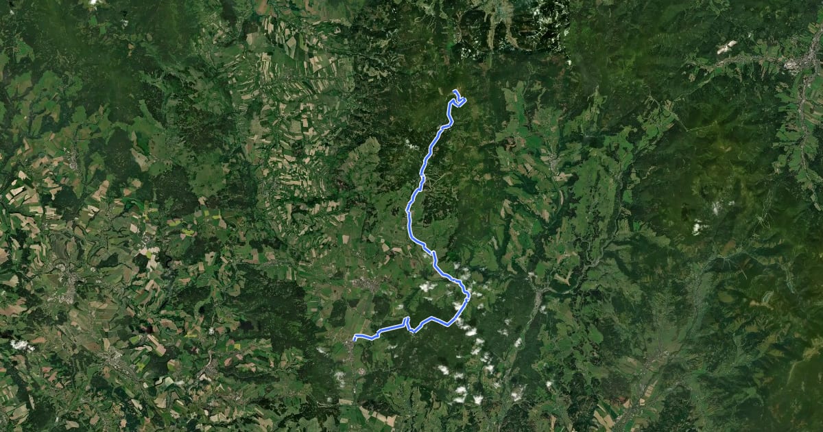 Маршрут Via Czechia - Českomoravská (1. Králický Sněžník a Hanušovická vrchovina) на спутниковом снимке