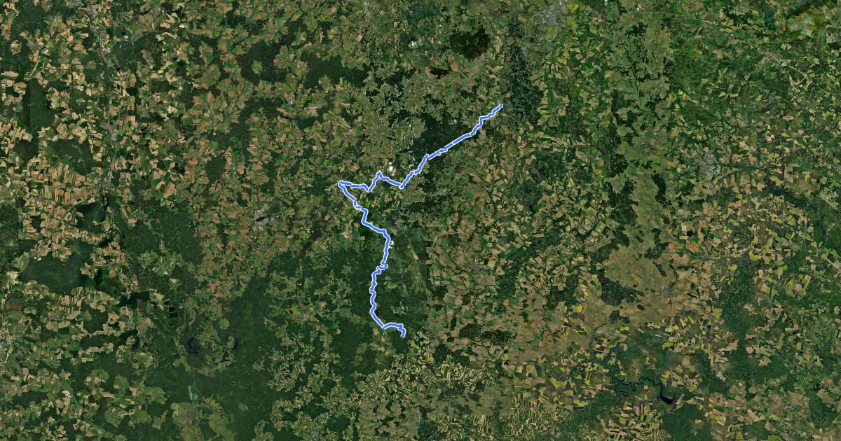 Маршрут Via Czechia - Českomoravská (6. Javořická vrchovina) на спутниковом снимке