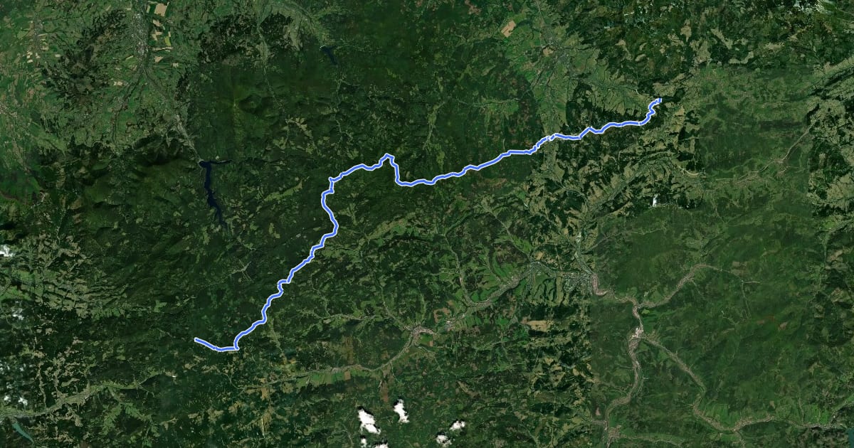 Маршрут Via Czechia - Jižní (1. Moravskoslezské Beskydy) на спутниковом снимке
