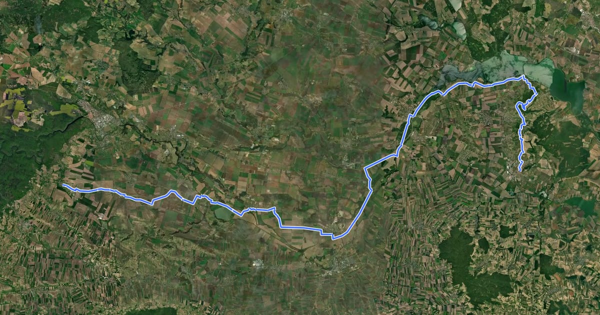 Маршрут Via Czechia - Jižní (5. Mikulovská vrchovina a Dyjskosvratecký úval) на спутниковом снимке