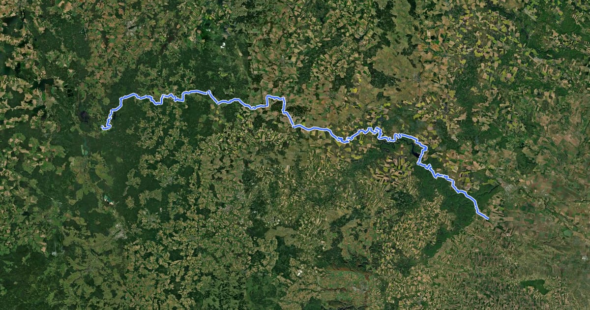 Маршрут Via Czechia - Jižní (6. Českomoravská vrchovina) на спутниковом снимке