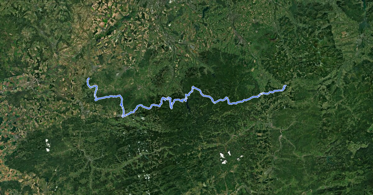 Маршрут Via Czechia - Severní (15. Moravskoslezské Beskydy) на спутниковом снимке