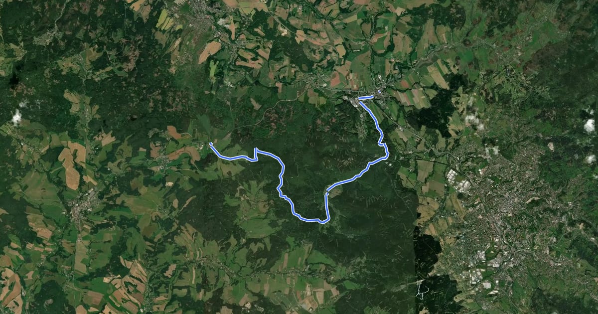 Маршрут Via Czechia - Severní (5. Ještědský hřbet) на спутниковом снимке