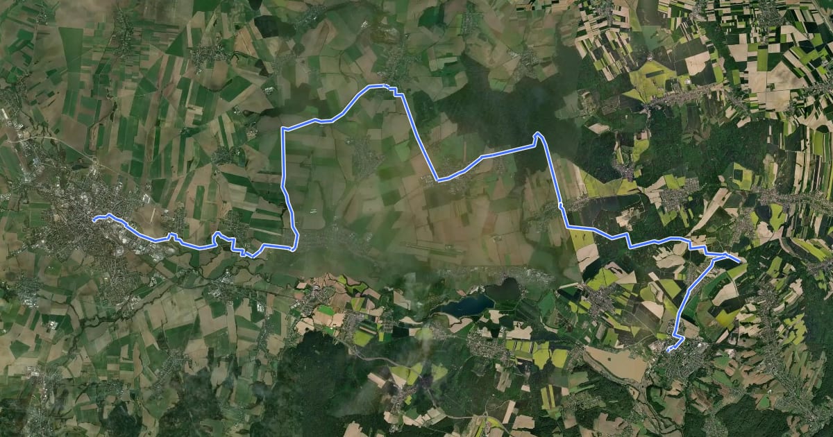 Маршрут Via Czechia - Slezskem (4. Opavská pahorkatina) на спутниковом снимке