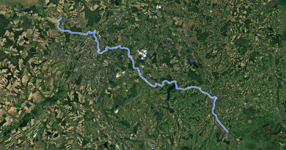 Маршрут Via Czechia - Slezskem (5. Ostravská pánev a Těšínská pahorkatina) на спутниковом снимке