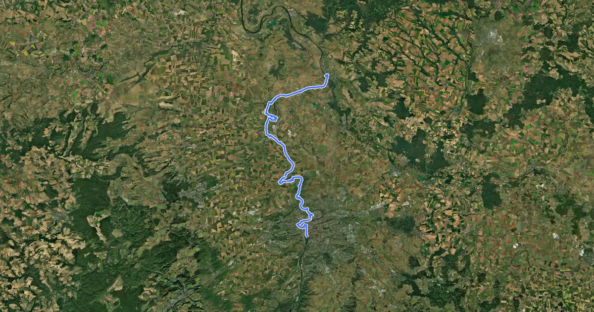 Маршрут Via Czechia - Středozemím (3. Dolní Povltaví) на спутниковом снимке