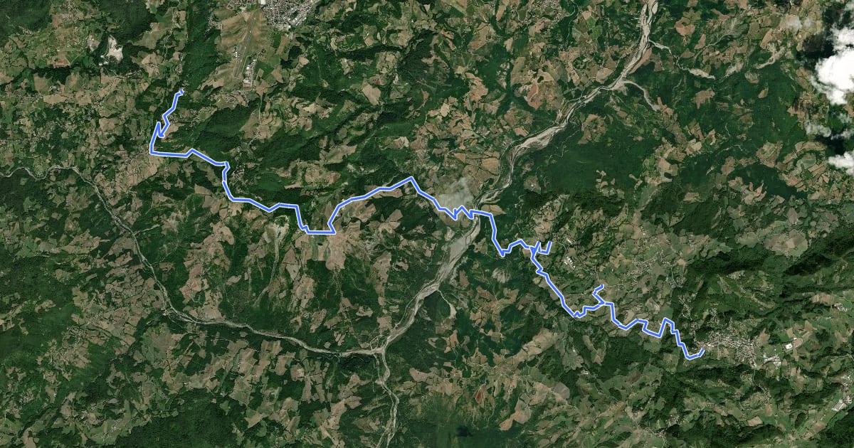 Маршрут Via dei Montecuccoli на спутниковом снимке