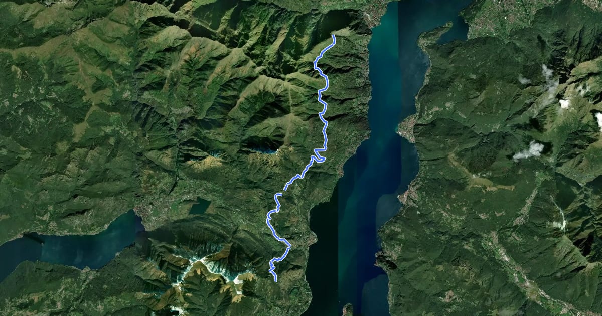 Маршрут Via dei Monti Lariani (Bocchetta di Nava - Luina) на спутниковом снимке
