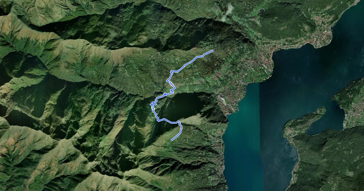 Маршрут Via dei Monti Lariani (Labbio-La Costa) на спутниковом снимке