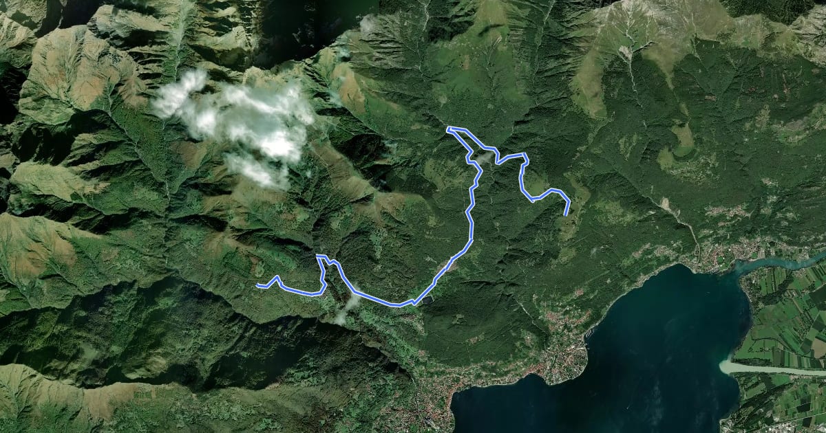 Маршрут Via dei Monti Lariani (Monti Vercana-Dosso del Liro) на спутниковом снимке