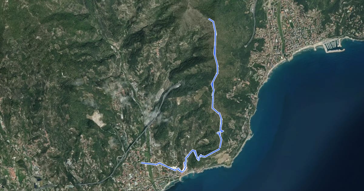 Маршрут Via della Costa - Variante tappa 3.2 на спутниковом снимке