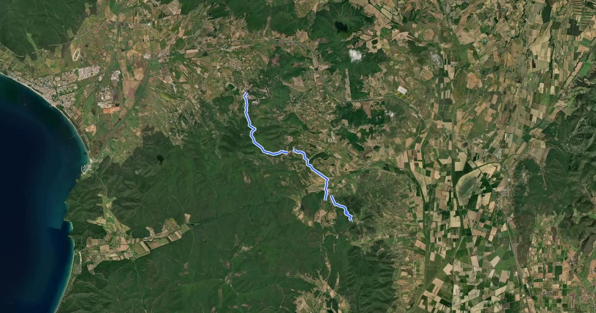 Маршрут Via delle città Etrusche на спутниковом снимке