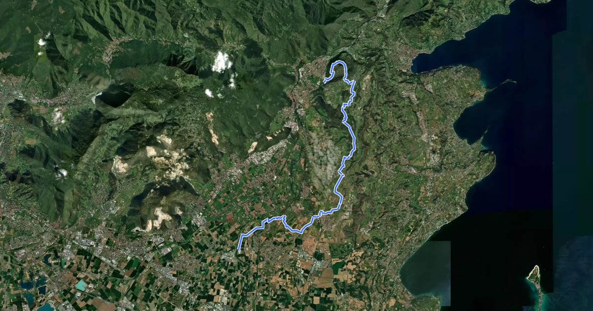 Маршрут Via delle Colline Moreniche на спутниковом снимке