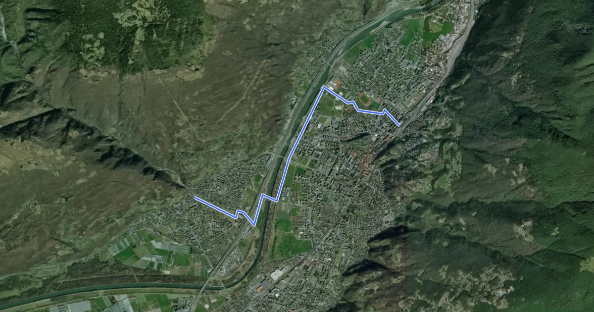 Маршрут Via delle Vigne на спутниковом снимке