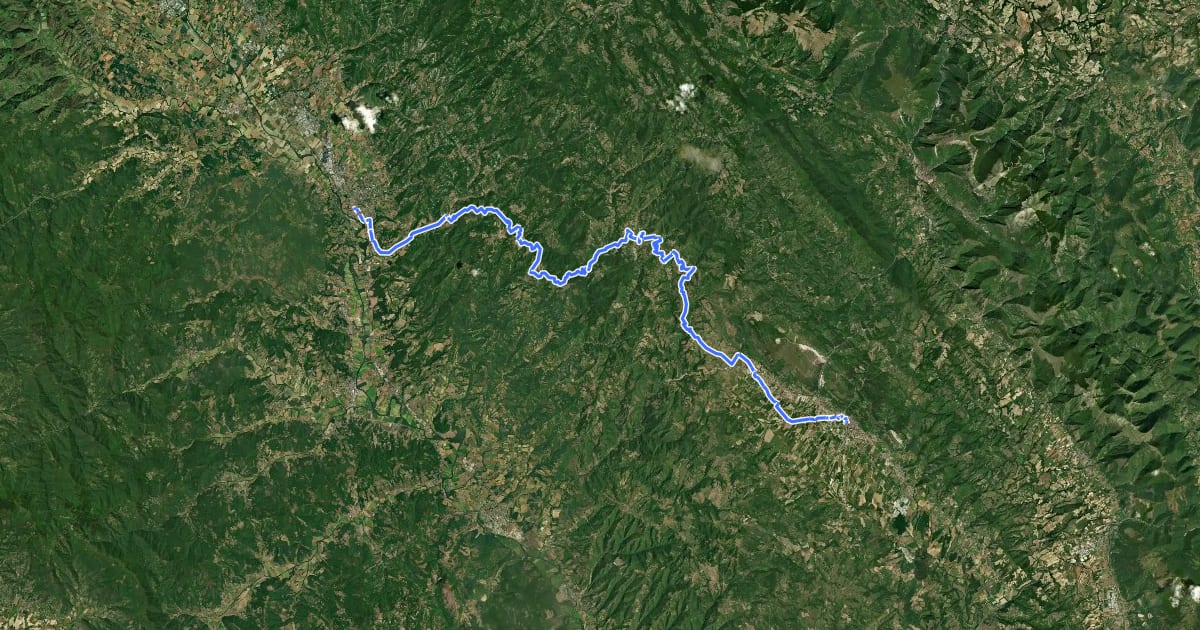Маршрут Via di Francesco in bici - Tappa N2 Città di Castello-Gubbio на спутниковом снимке